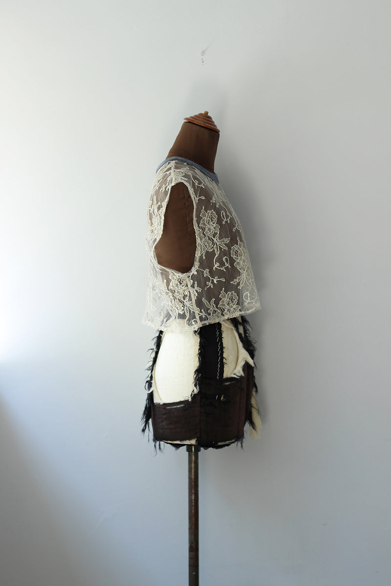 Merlette　定価7.4万円 カシュクールレースジャケット 花柄 ホワイト KKF8725-W 3 ポリエステル杢調ジャカードレース広巾｜無地染