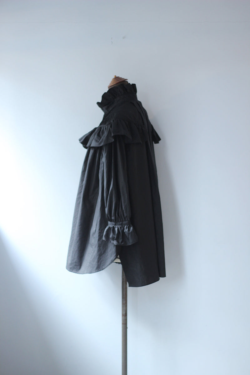 未使用品 ライト WRYHT タグ付き 24SS VICTORIAN EMBROIDERED NIGHT TOPS シャツ ブラウス フリル 刺繍 インディゴブルー 2 約M ライト WRYHT タグ付き 24SS VICTORIAN EMBROIDERED NIGHT TOPS
