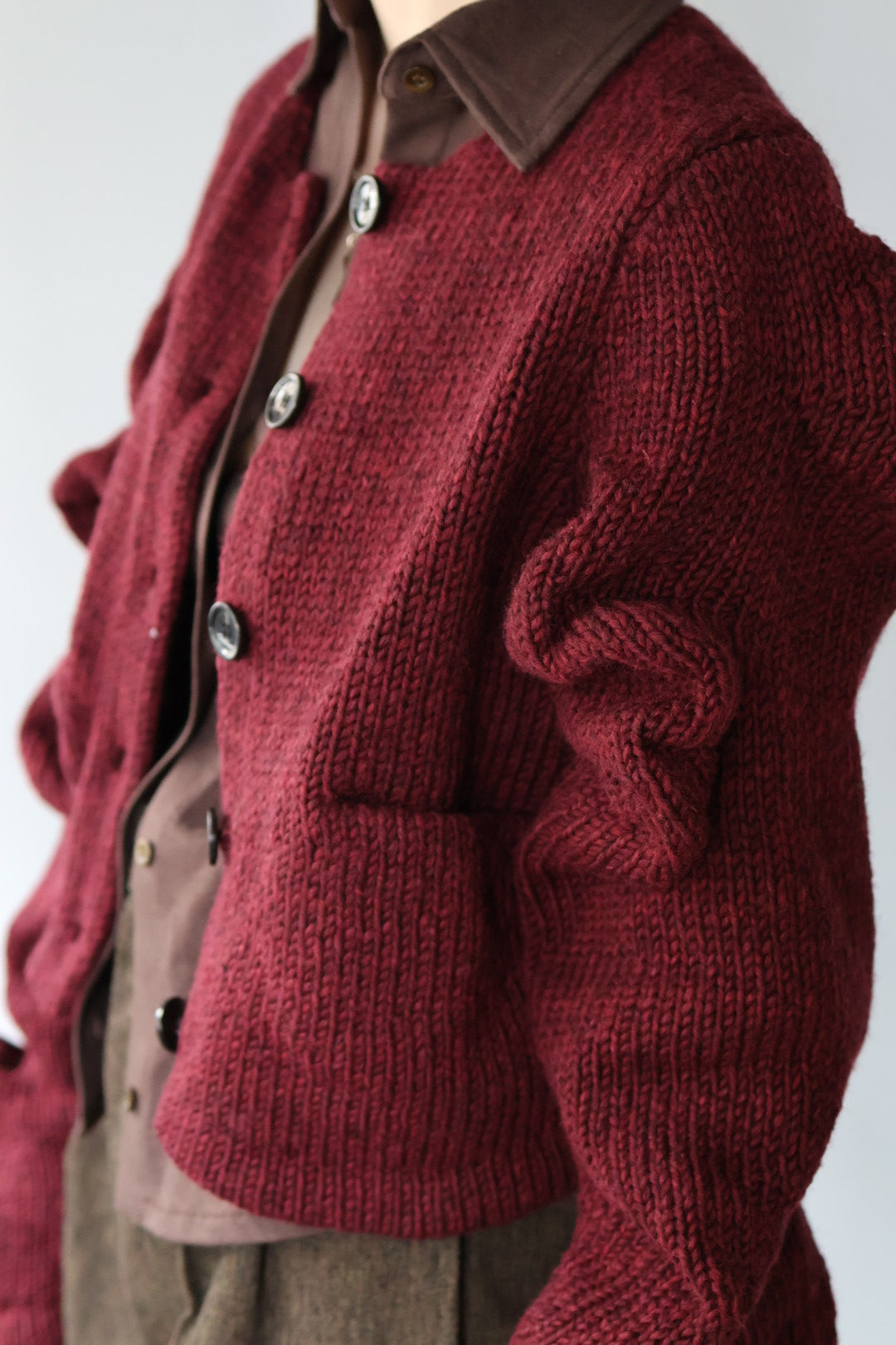 Pillings "Cardigan with unstable sleeves" (burgundy)