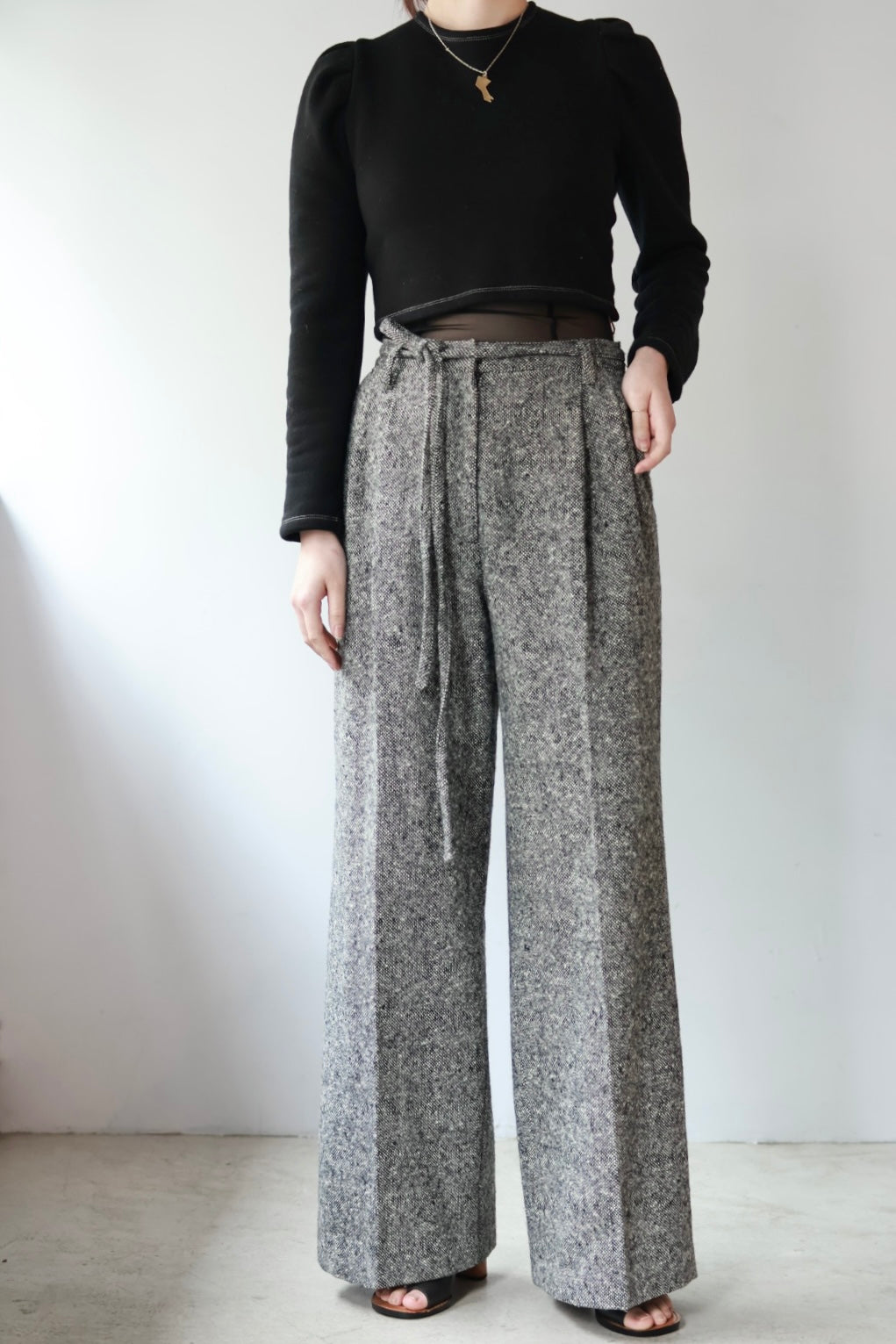 ERiKO KATORi "nep tweed wide pants" (black)