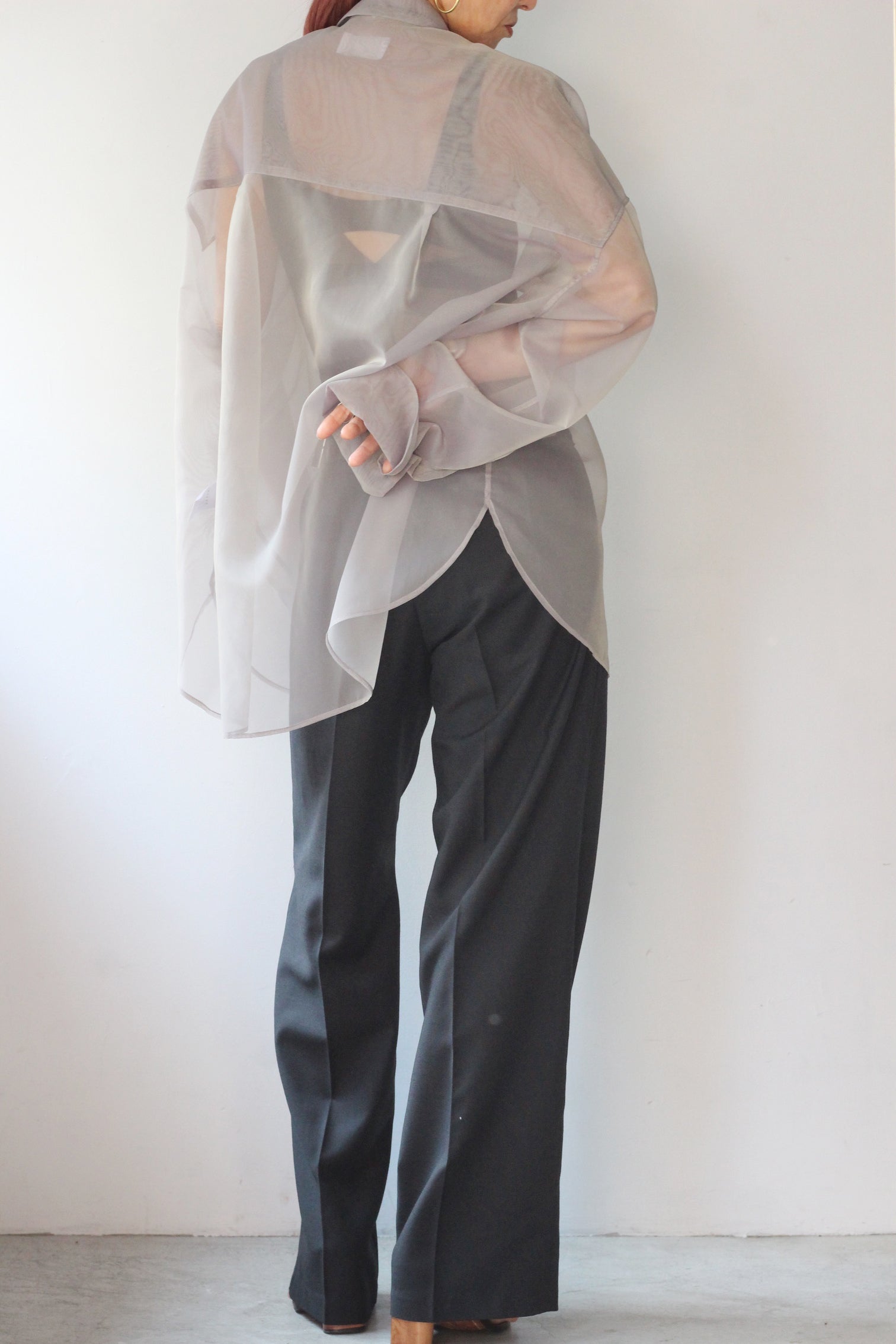 MARGE "chambray organdy shirt" (purple×yellow)