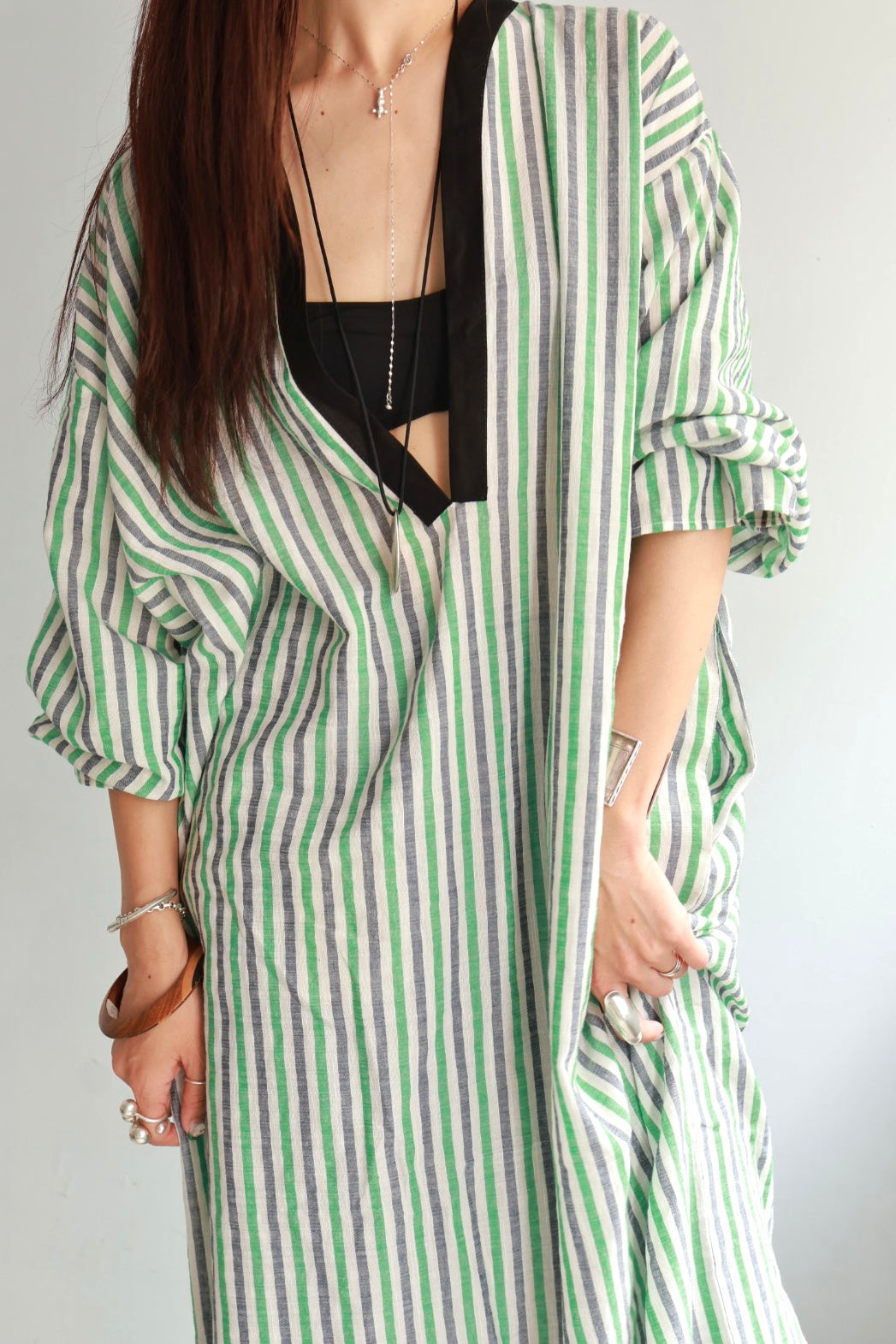 charrita "vestido geraba" (green stripe)
