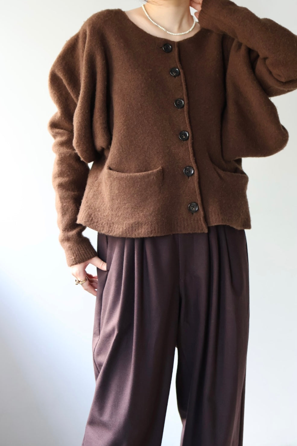 Pillings "inside puff Cardigam" (brown)