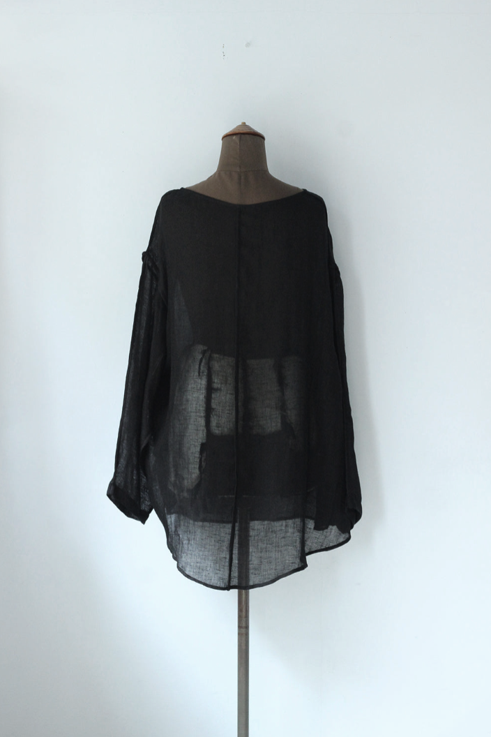 ERiKOKATORi "linen gauze top" (black)