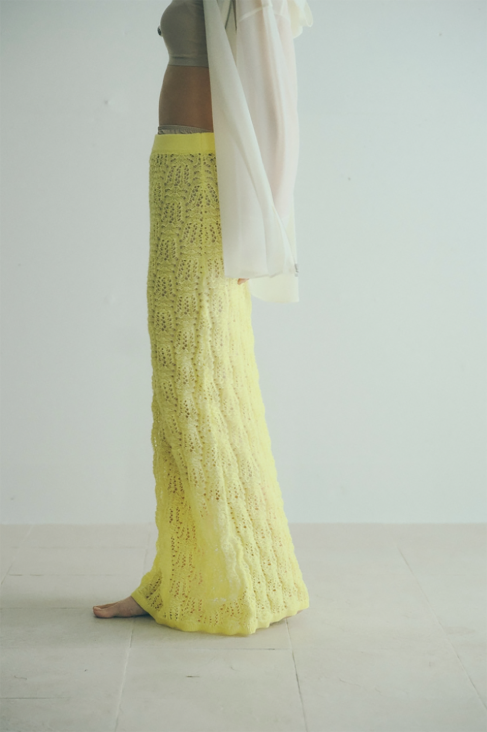 NICENICE MOMENT "LACE KNIT SK" (LEMON CREAM / SAND)