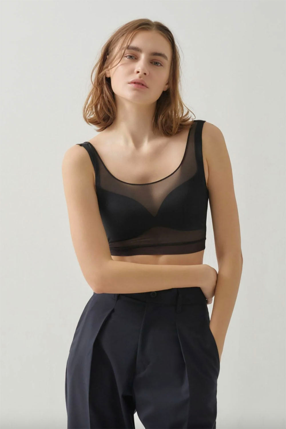 NICENICE MOMENT "MESH BRA TANK" (mesh black)