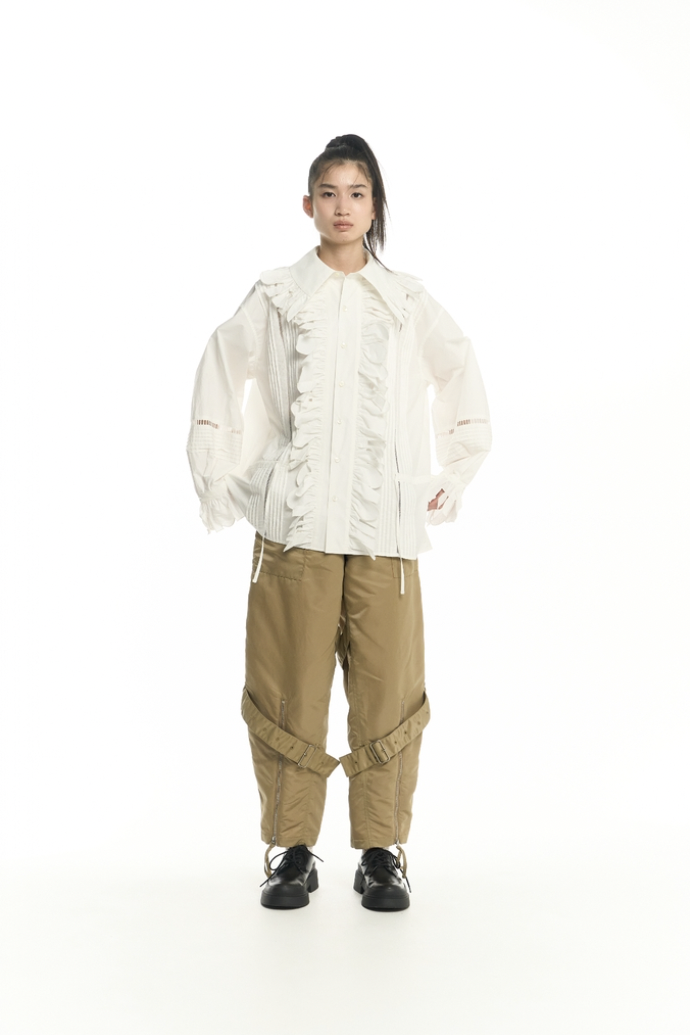 JUN MIKAMI "ruffle shirt" (white)