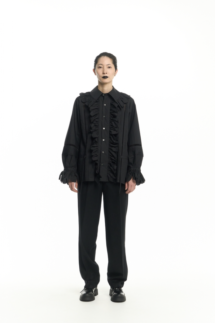 JUN MIKAMI "ruffle shirt" (black)