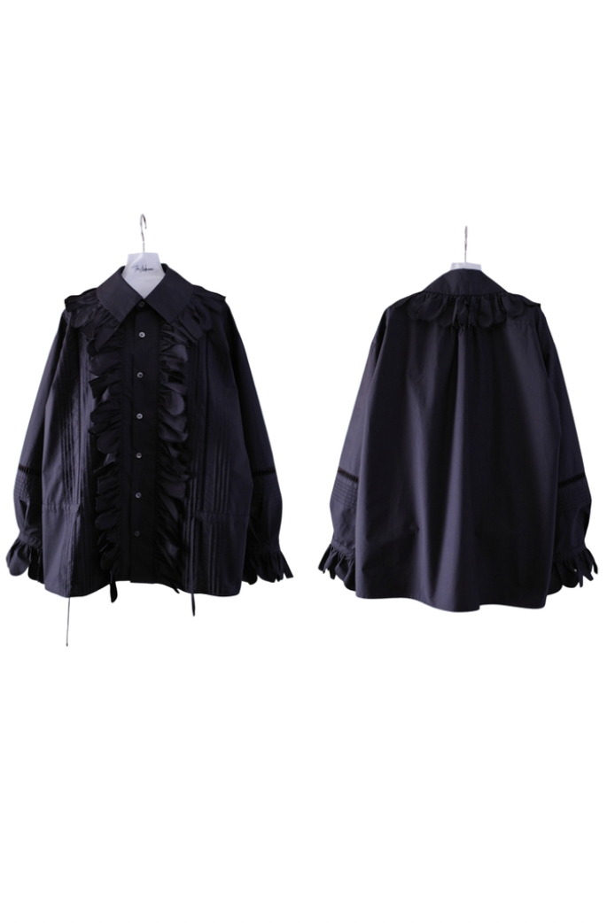 JUN MIKAMI "ruffle shirt" (black)