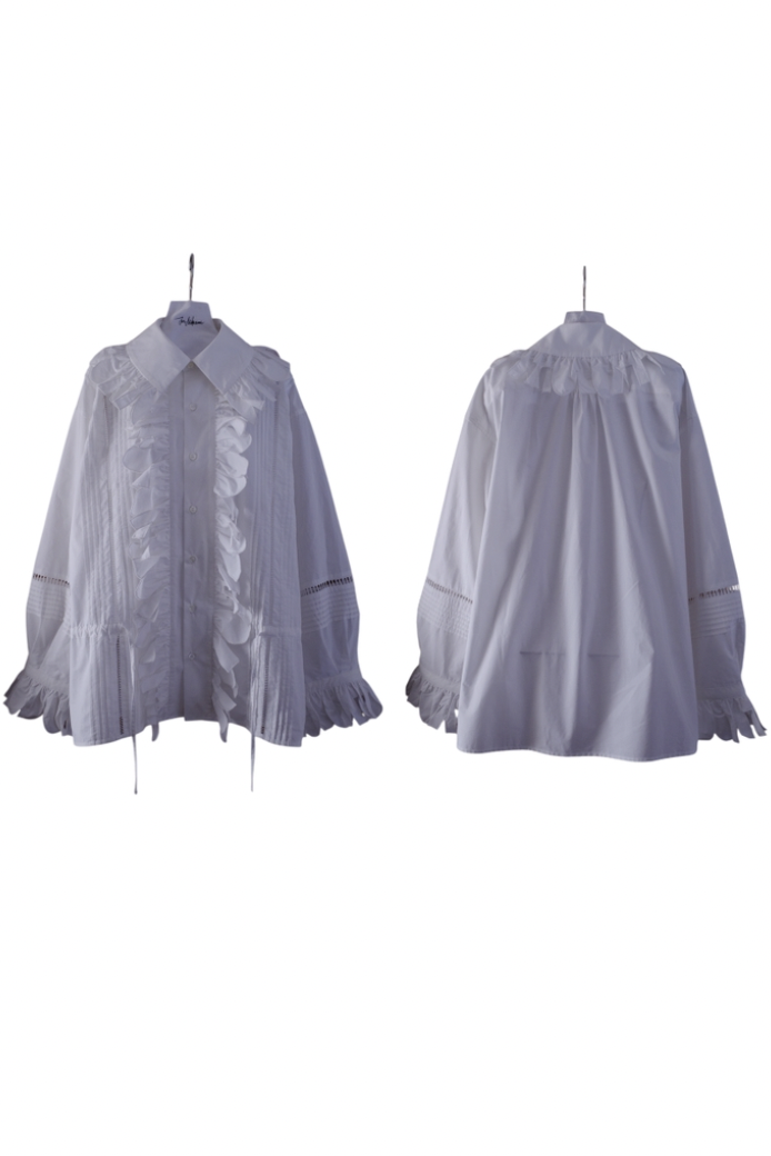 JUN MIKAMI "ruffle shirt" (white)