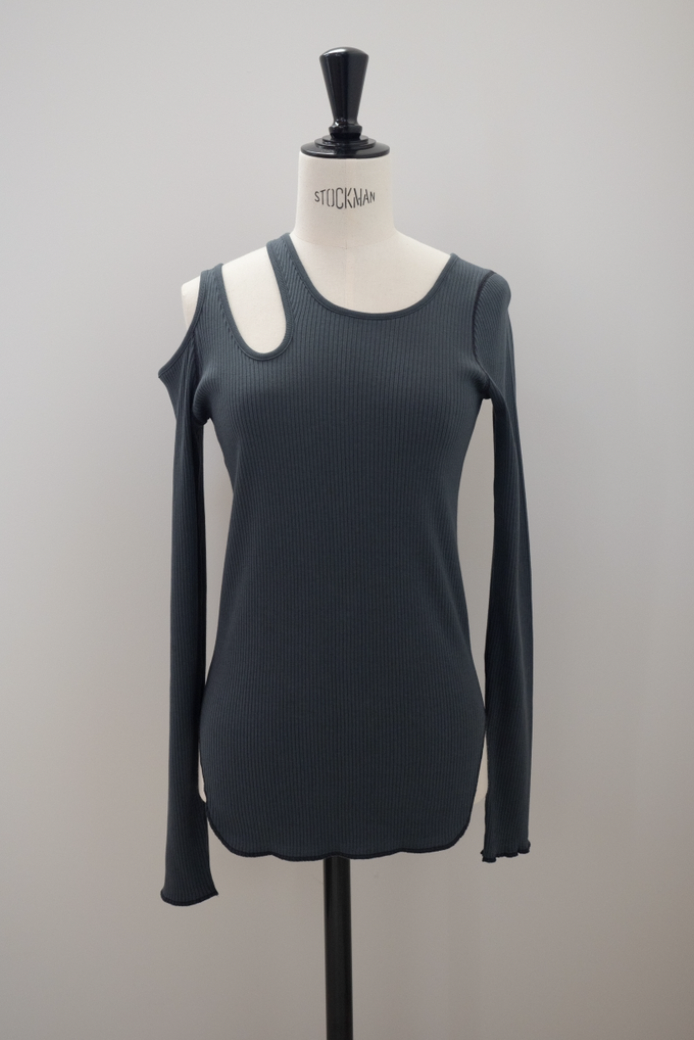 HAKUJI "Organic cotton shoulder hole LS" (blue gray)
