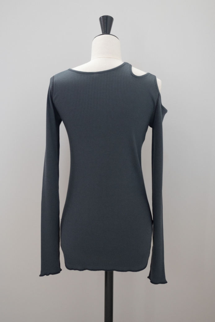 HAKUJI "Organic cotton shoulder hole LS" (blue gray)