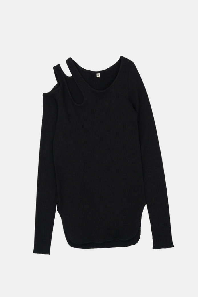 HAKUJI "Organic cotton shoulder hole LS" (black)