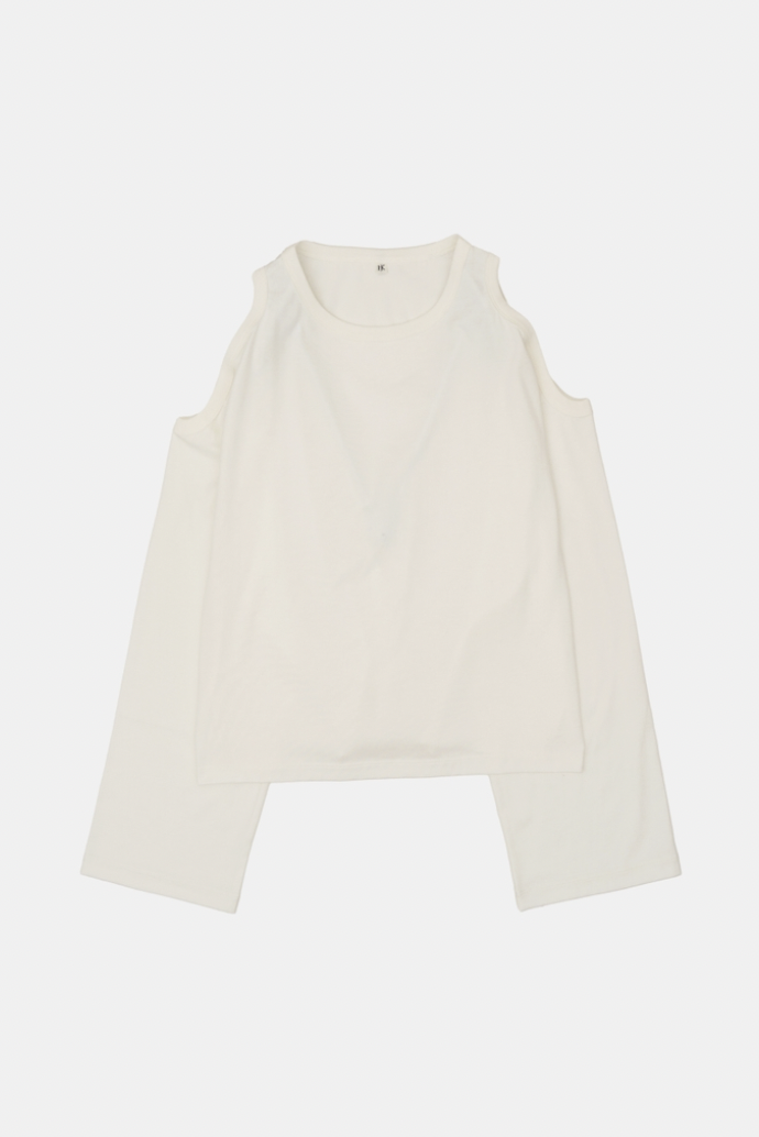 HAKUJI "Compact cotton shoulder hole LS" (white)