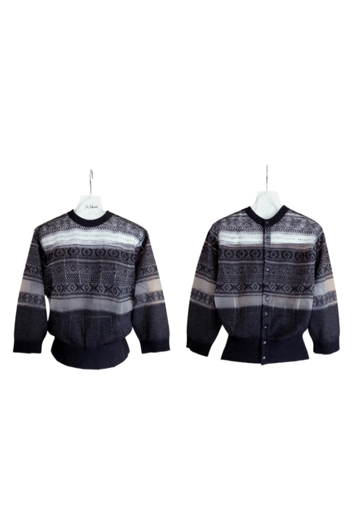 JUN MIKAMI "Fair Isle cardigan" (black)