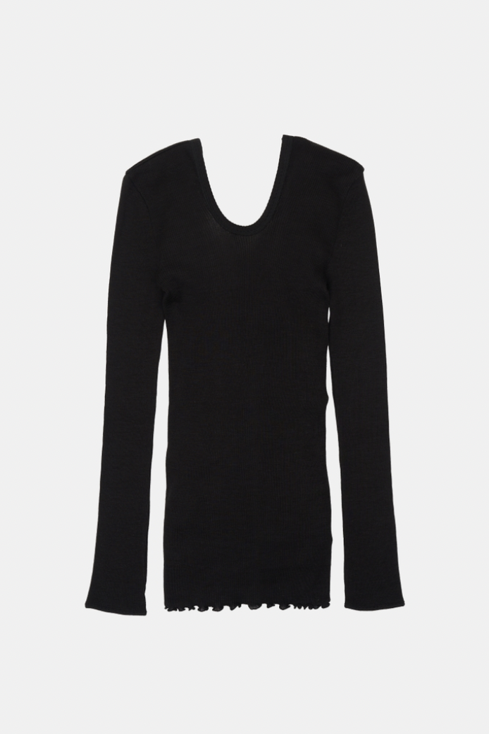 HAKUJI "Wool rib L/S PO" (black)