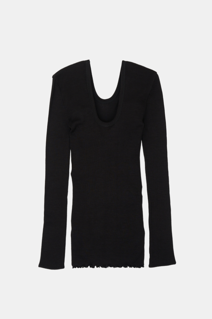 HAKUJI "Wool rib L/S PO" (black)