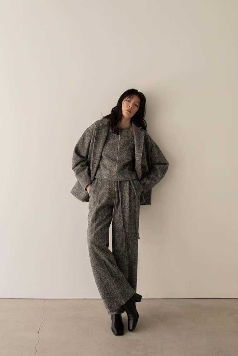 ERiKO KATORi "nep tweed wide pants" (black)