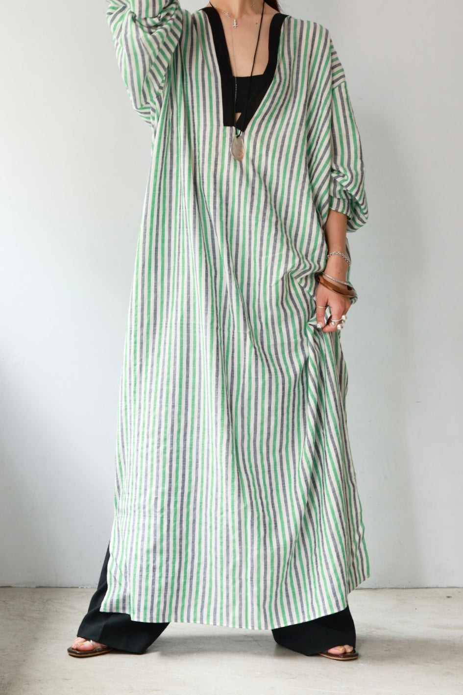 charrita "vestido geraba" (green stripe)