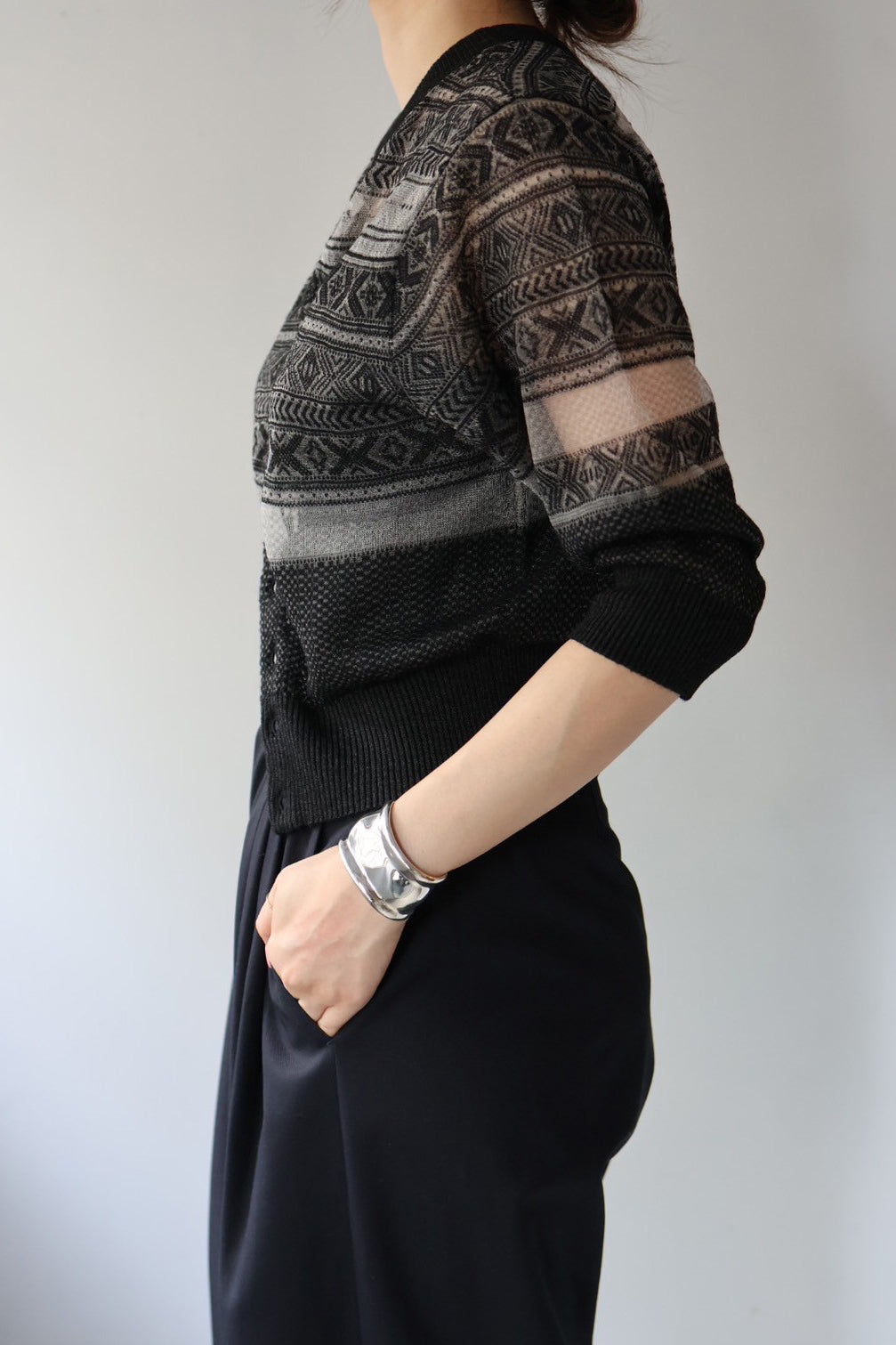 JUN MIKAMI "Fair Isle cardigan" (black)