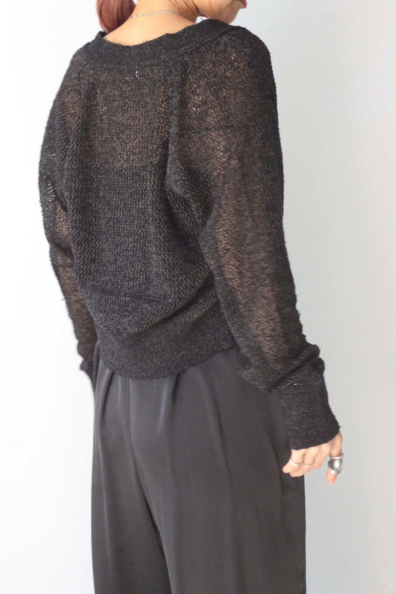 NEPLA "short cardigan mini net knit" (mix black)