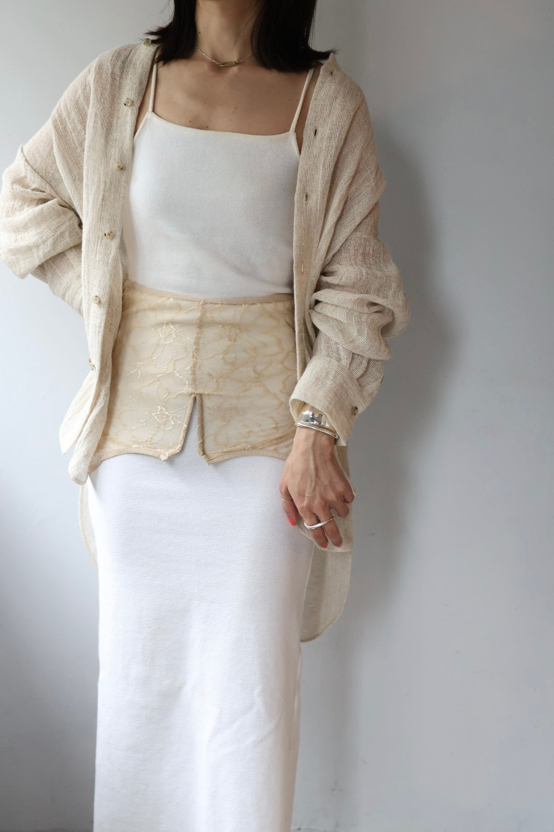 VILLD ”linen no collar shirts” (beige) – lillt-store