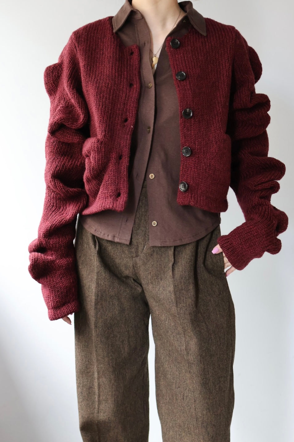Pillings "Cardigan with unstable sleeves" (burgundy)