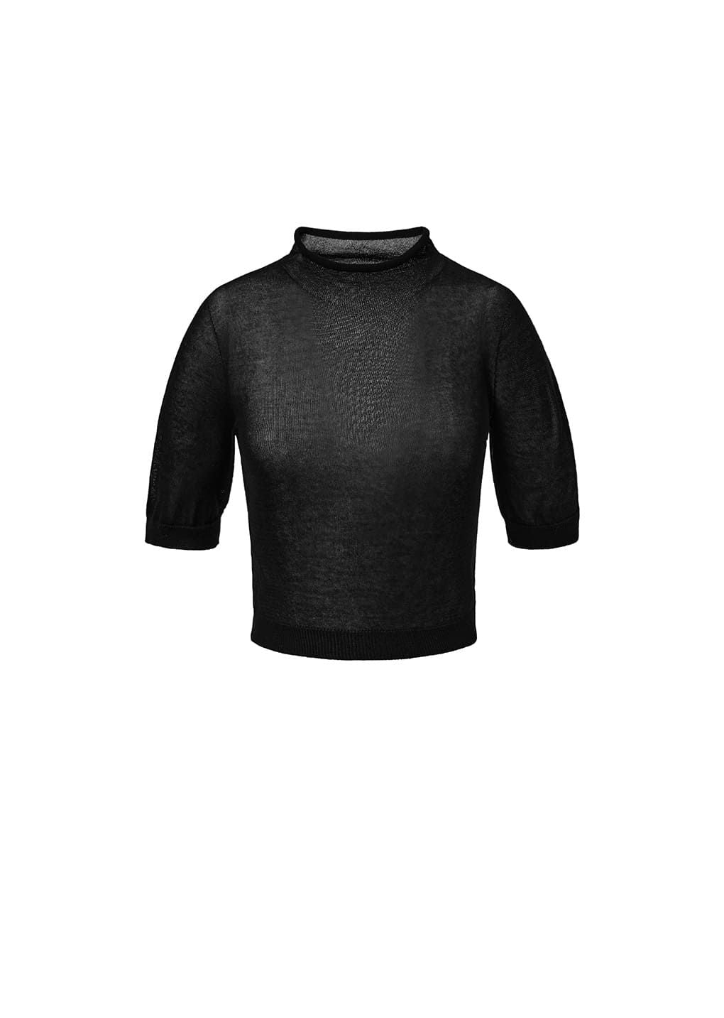 AMOMENT "sheer cropped knit" (black)