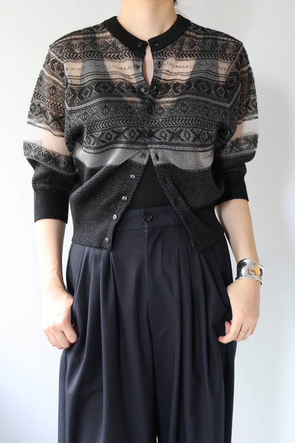 JUN MIKAMI "Fair Isle cardigan" (black)