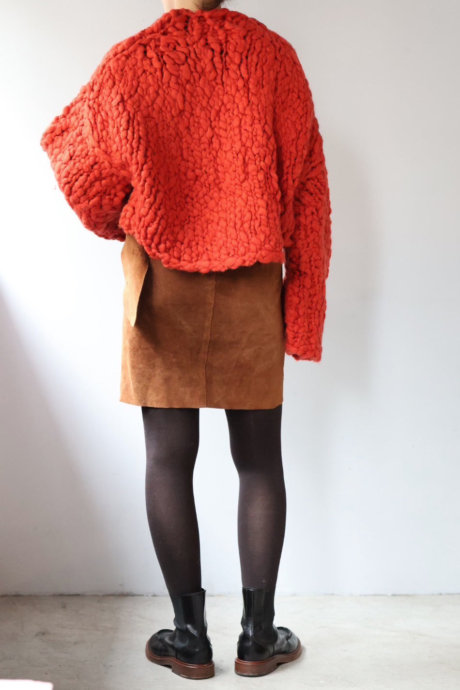 HAKUJI "Hand-knitted cardigan" (red)