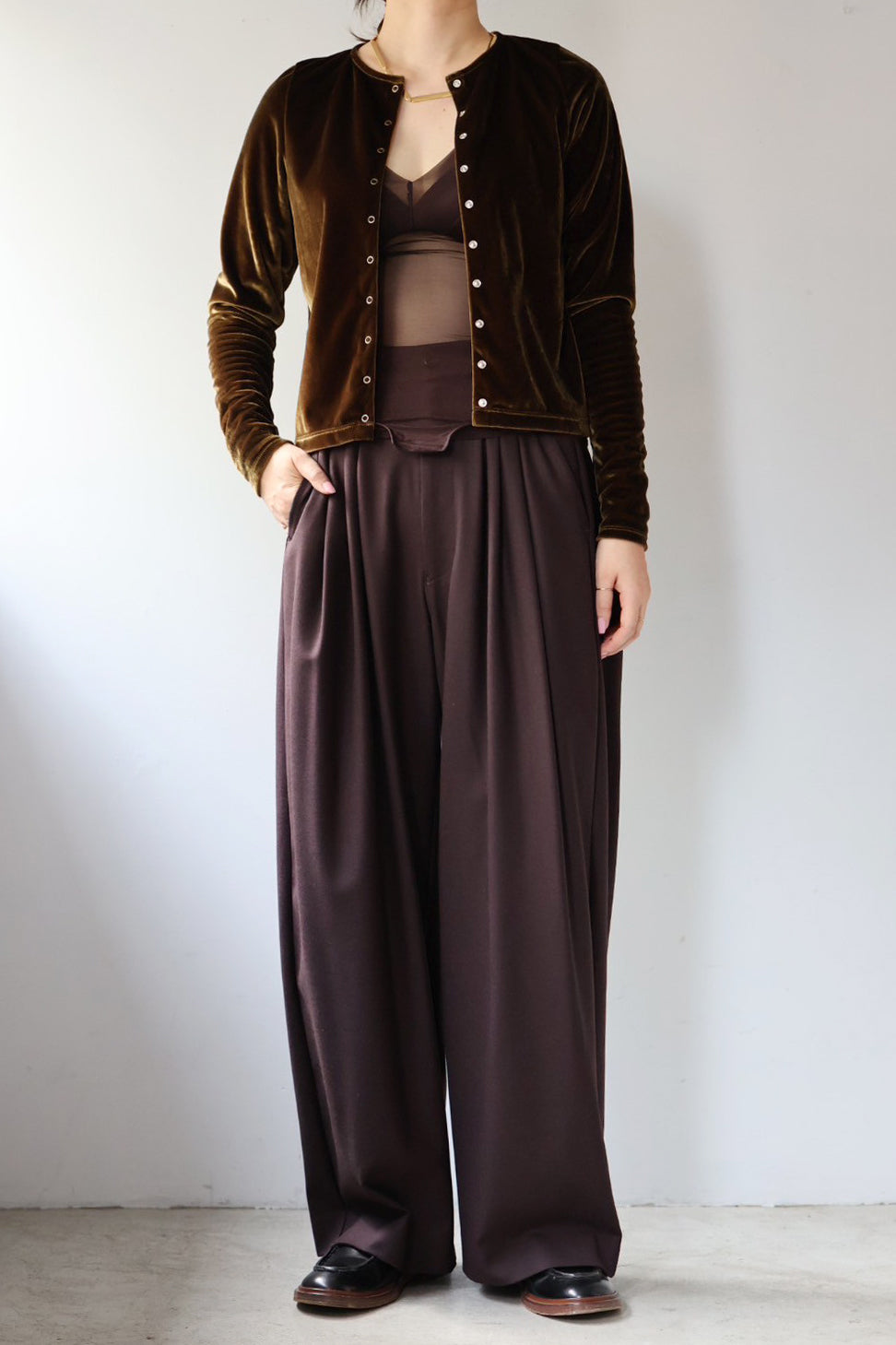 JUN MIKAMI "velvet cardigan" (brown)