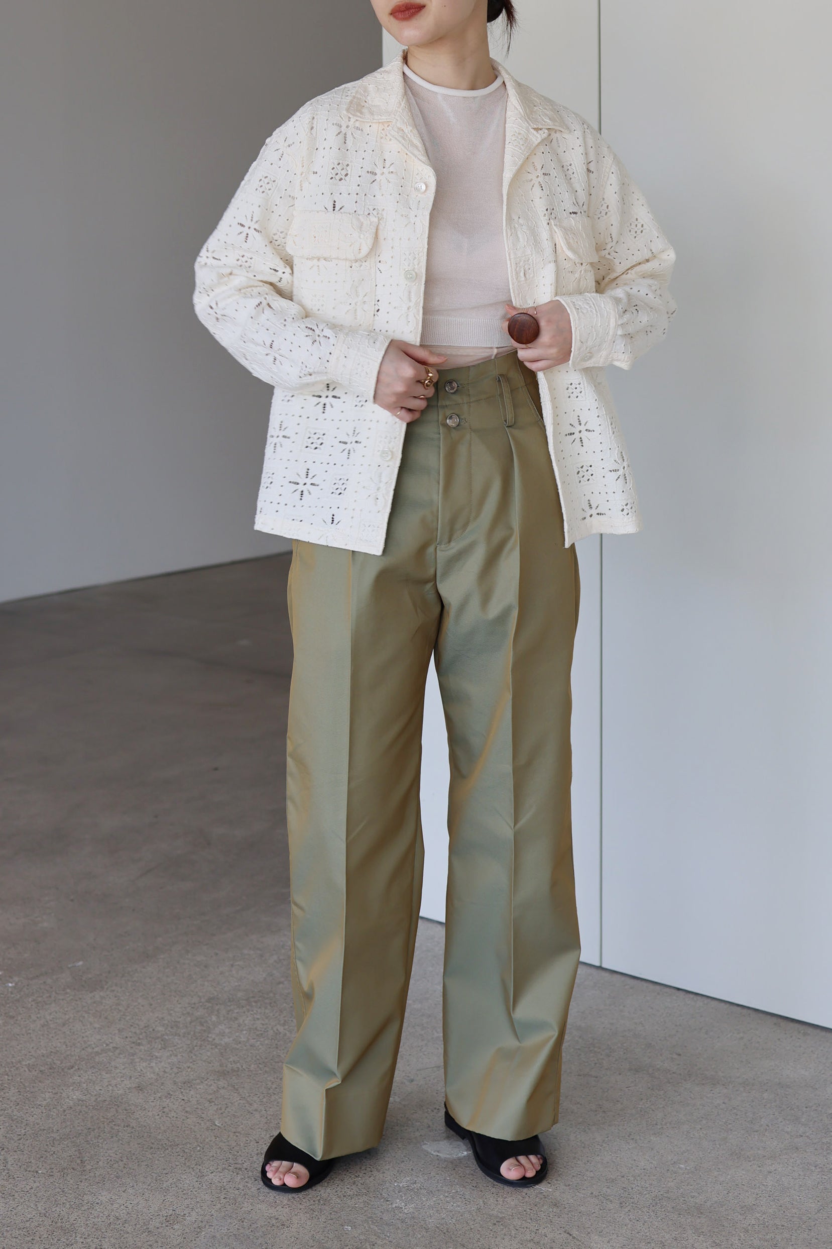 UNUSED "Long sleeve Lace shirt" (natural)