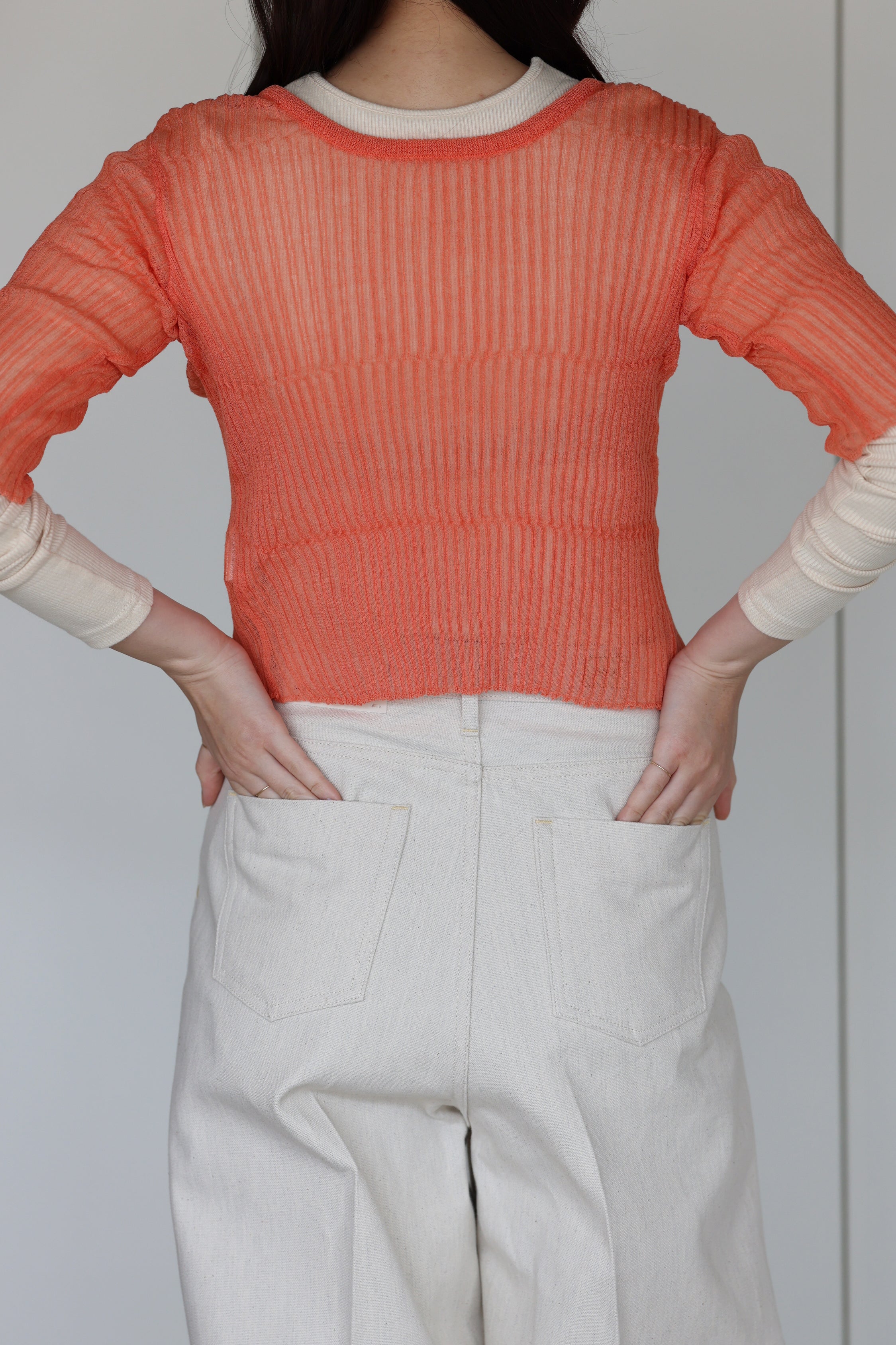NEPLA "2way cardigan sheer rib knit" (orange)