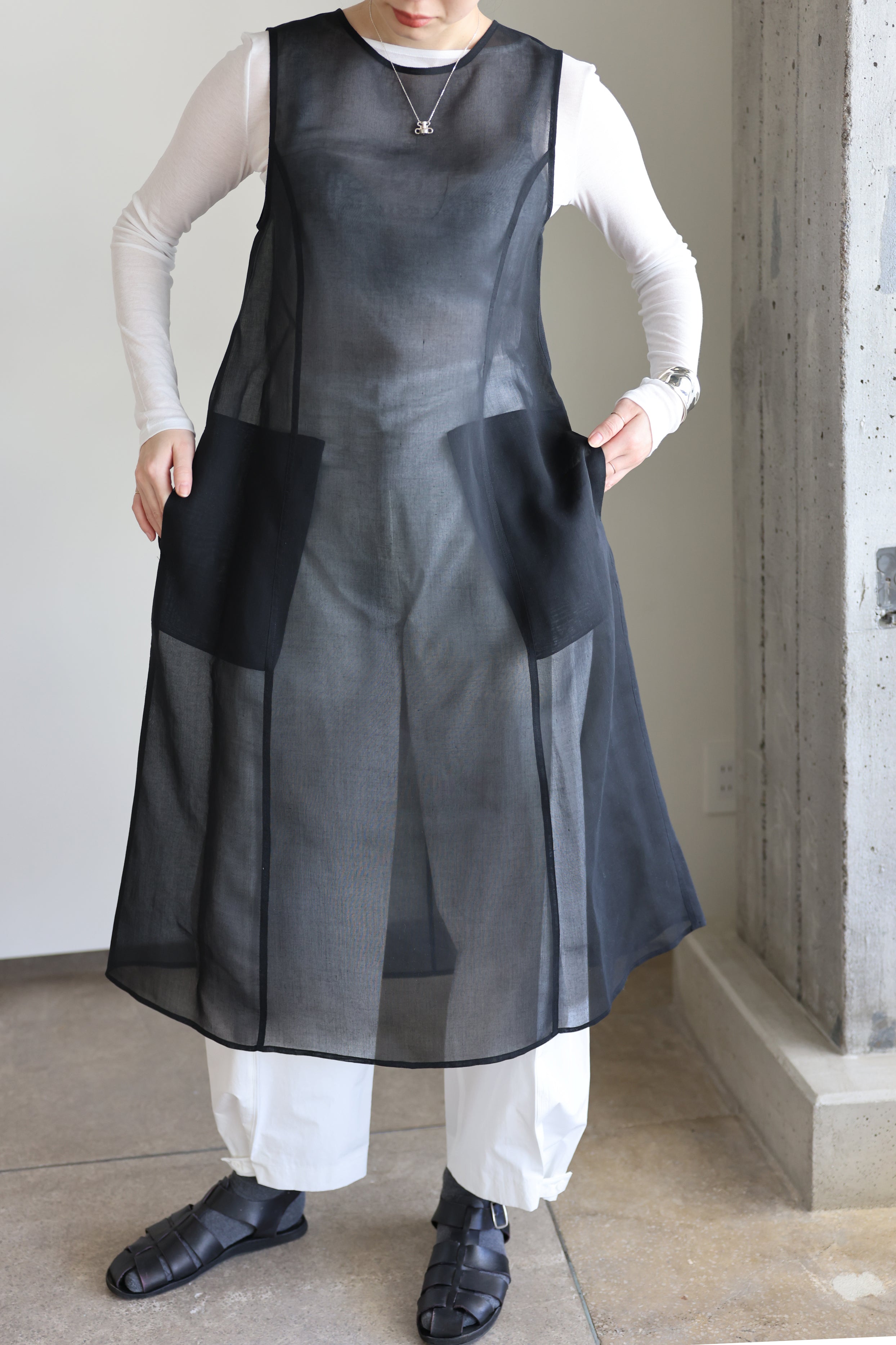AMOMENT "sheer long dress" (black)