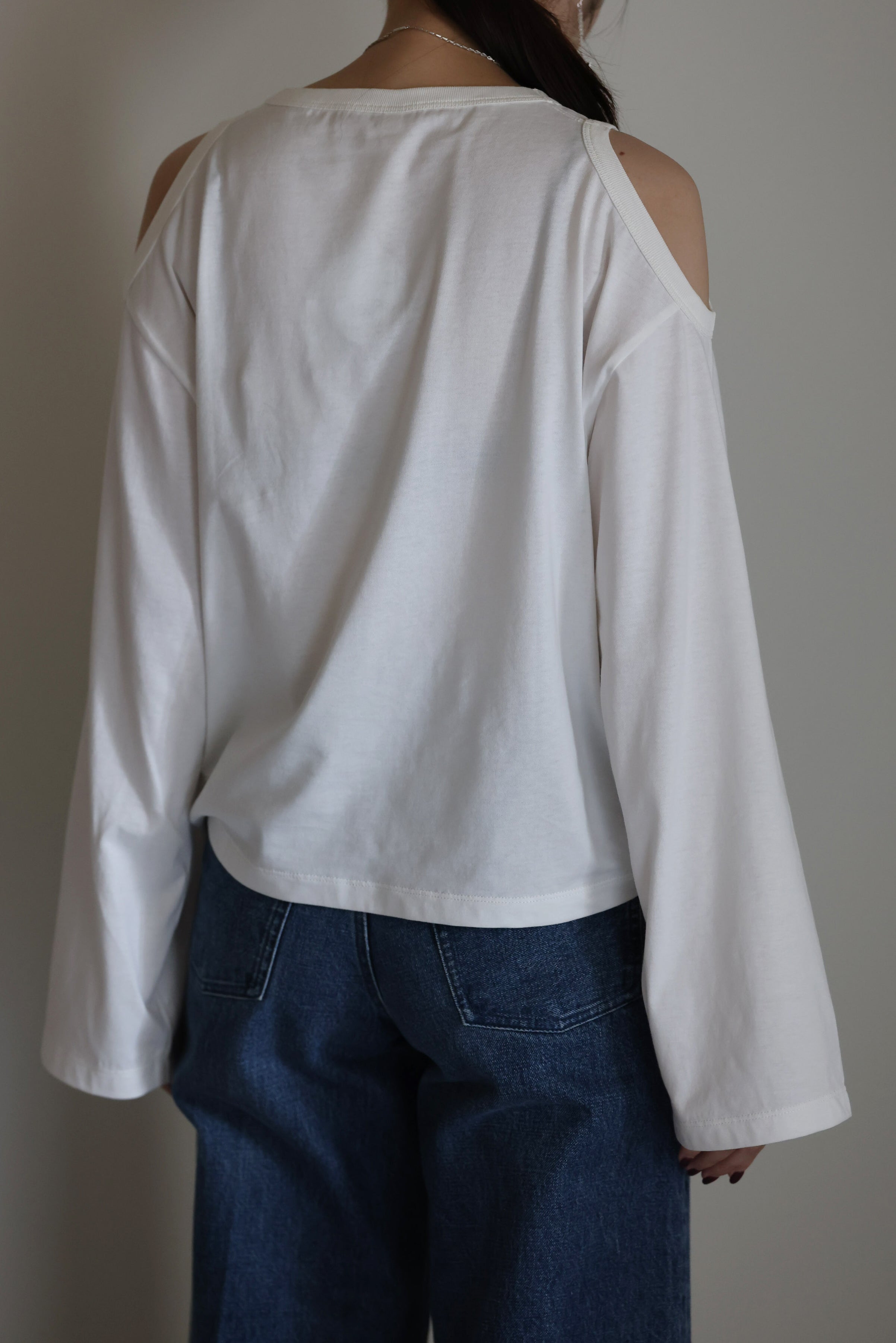 HAKUJI "Compact cotton shoulder hole LS" (white)