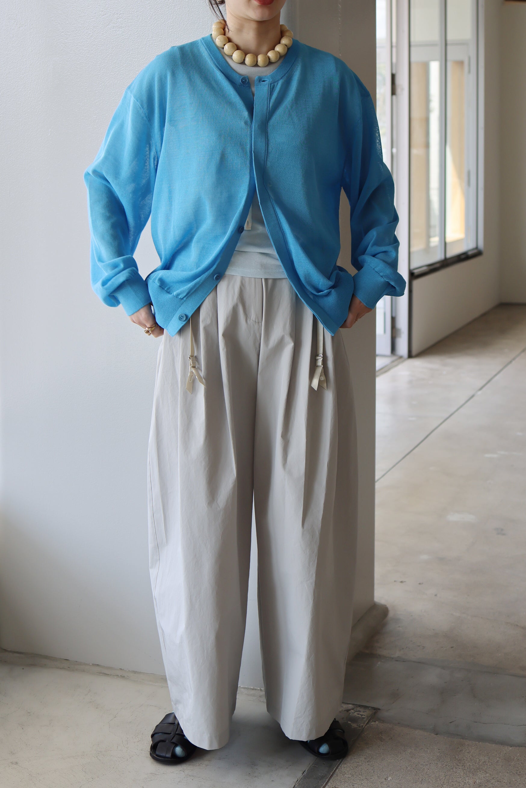 AMOMENT "sheer round cardigan" (blue)