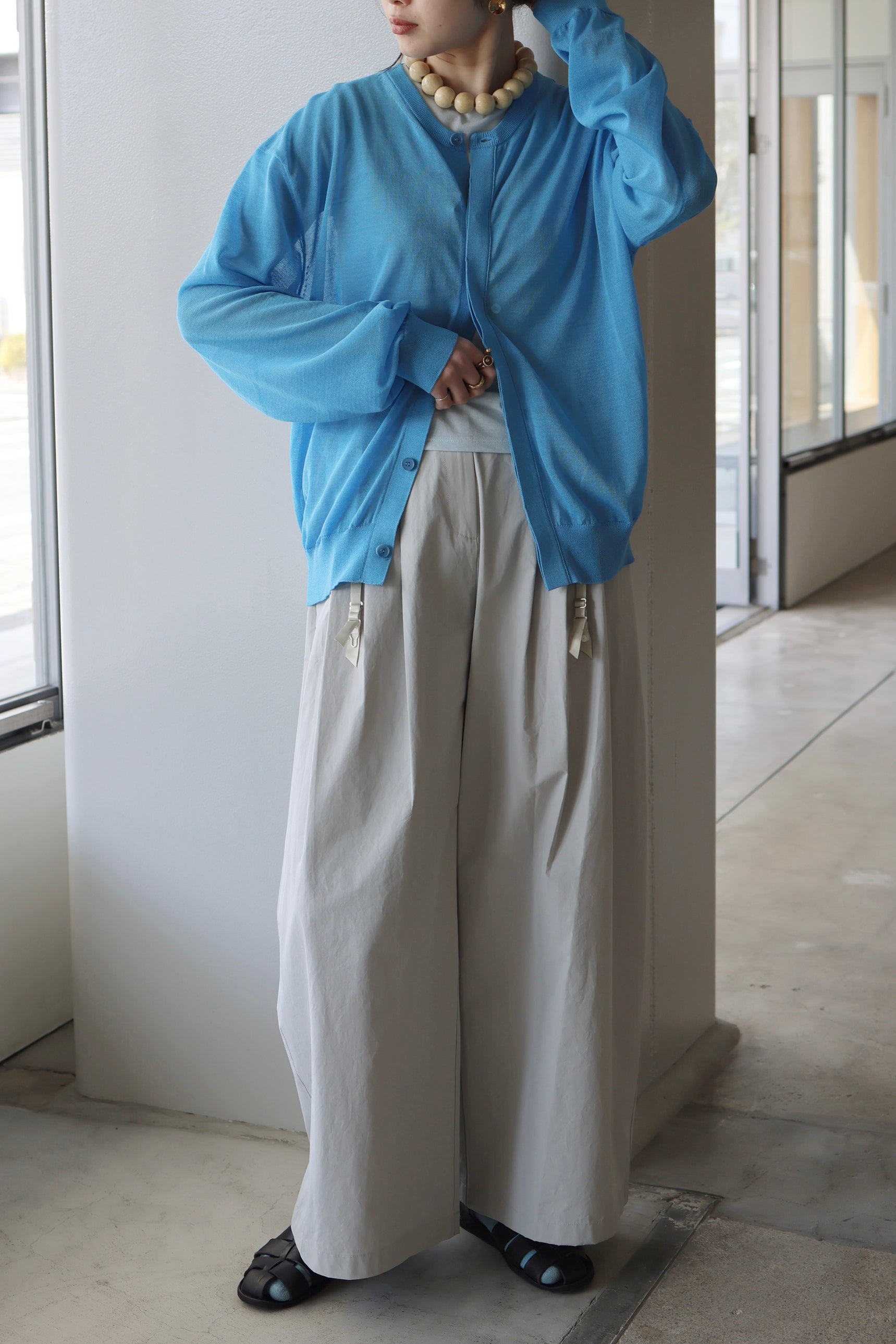 AMOMENT "sheer round cardigan" (blue)