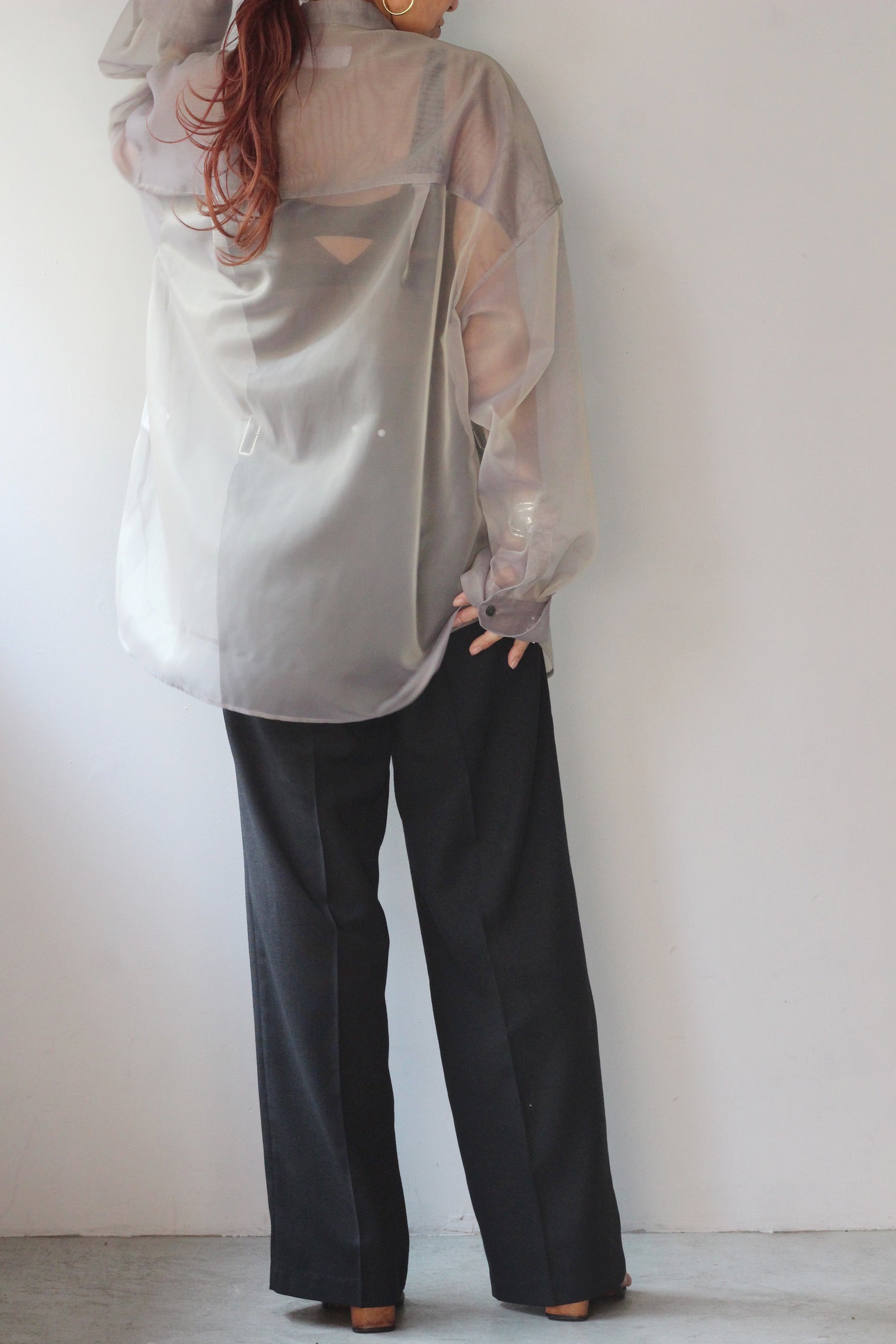 MARGE "chambray organdy shirt" (purple×yellow)