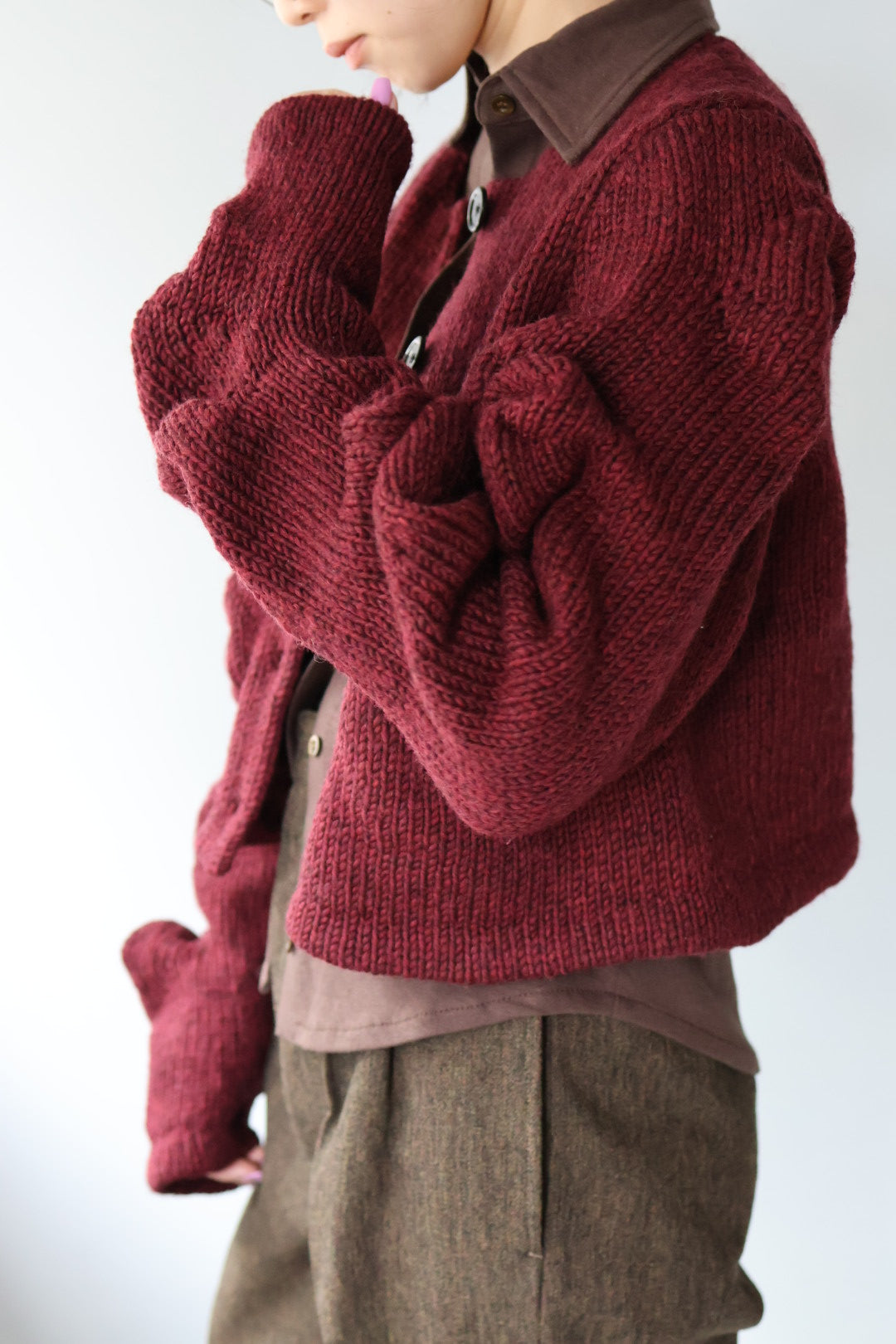 Pillings "Cardigan with unstable sleeves" (burgundy)