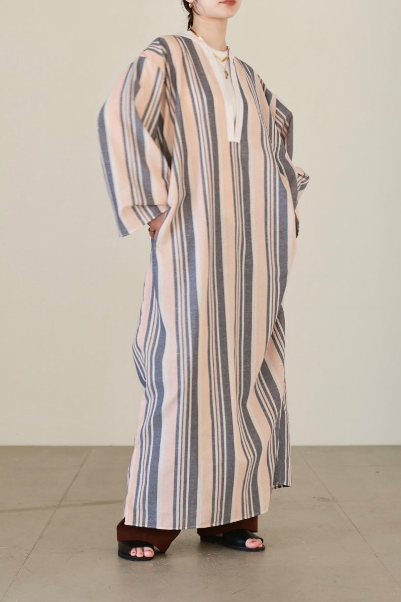 charrita "vestido geraba" (pink×gray stripe)