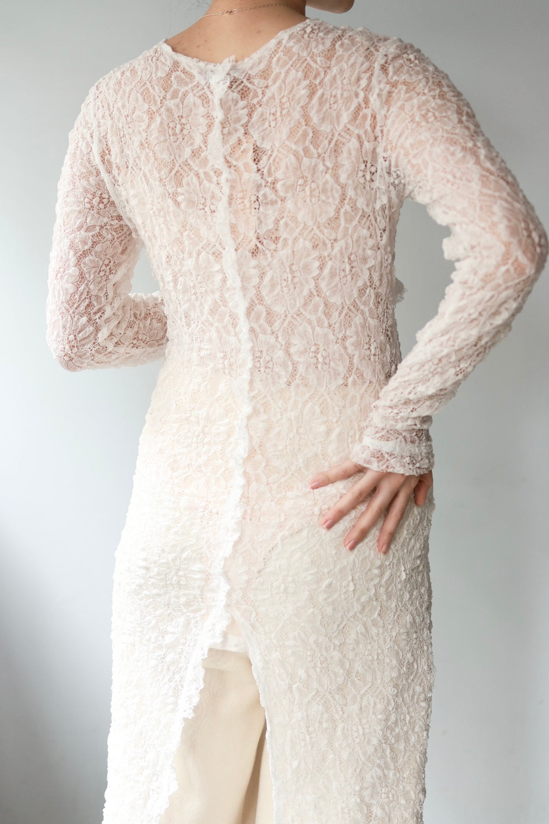 ERiKO KATORi "stretch lace frill dress" (ivory)