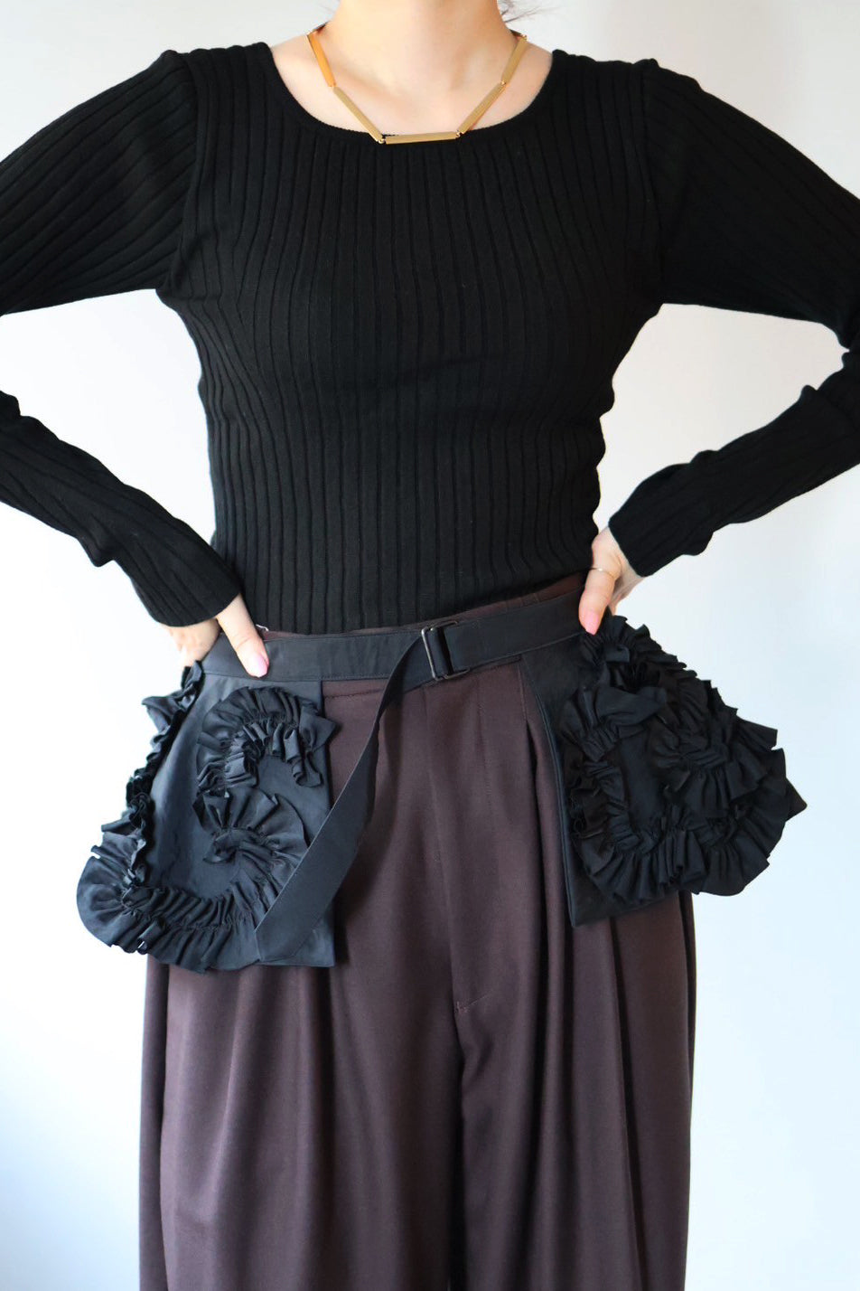 MARGE "taffeta frill detail belt" (black)
