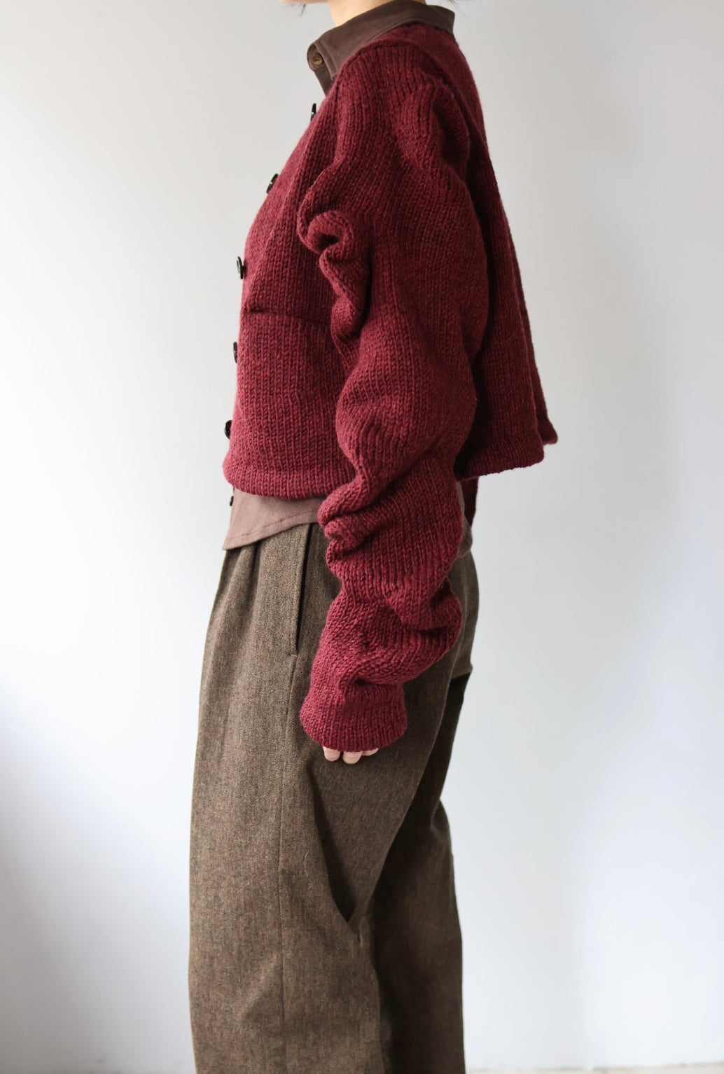 Pillings "Cardigan with unstable sleeves" (burgundy)