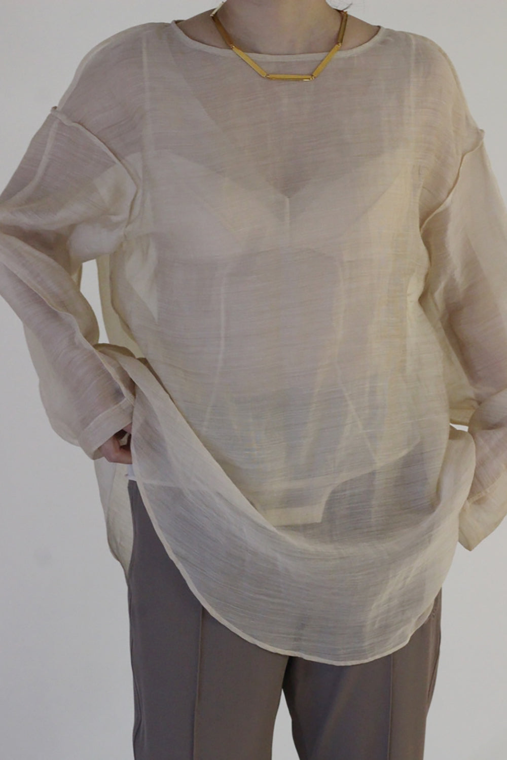 ERiKO KATORi "chanbray organdy top" (beige)