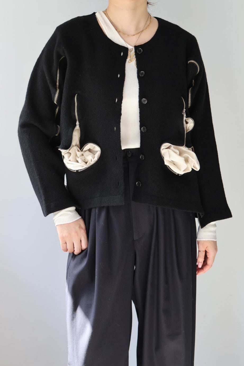 Pillings "inside zip cardigan" (black)