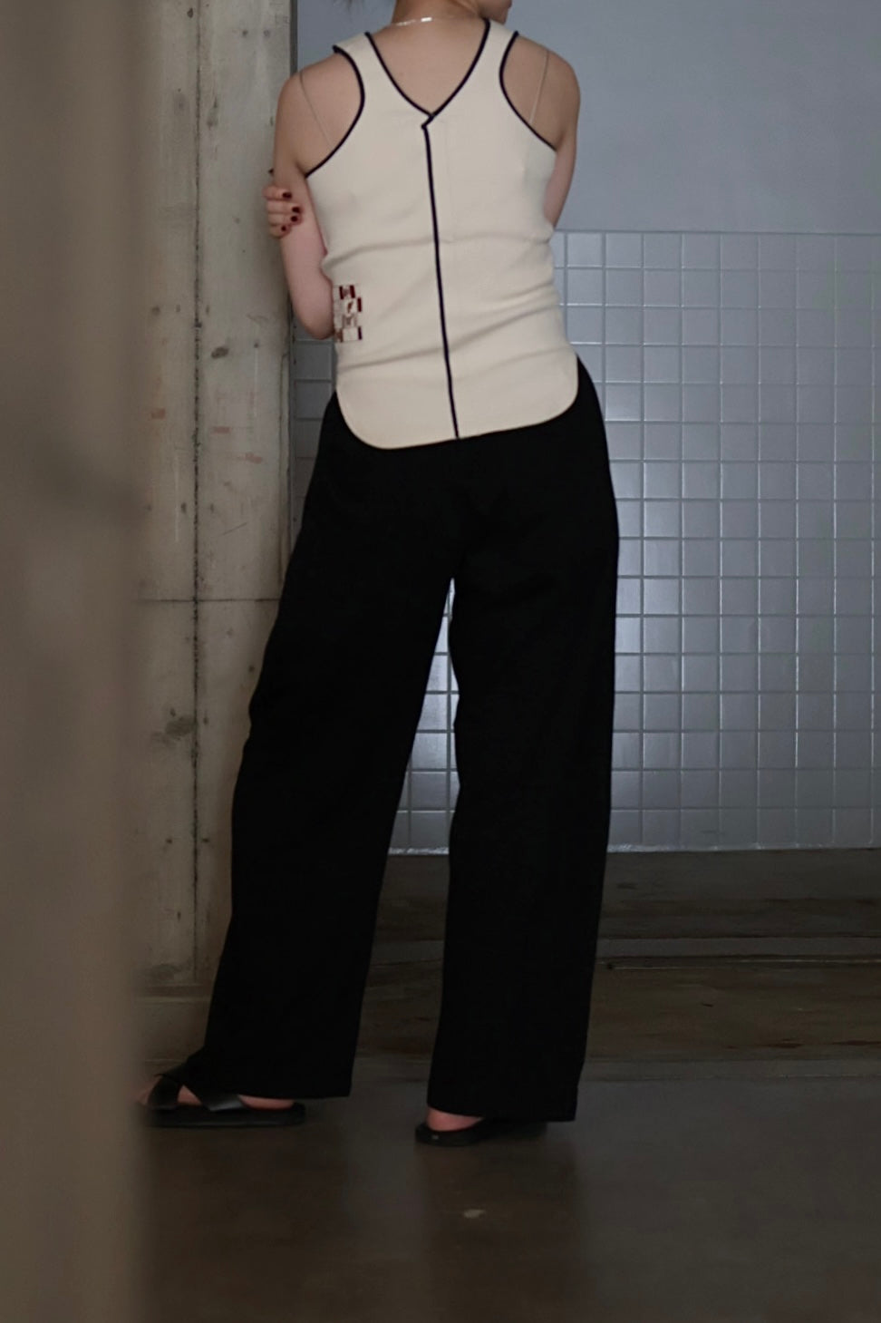 ENGI "tuck wide sweat pants"