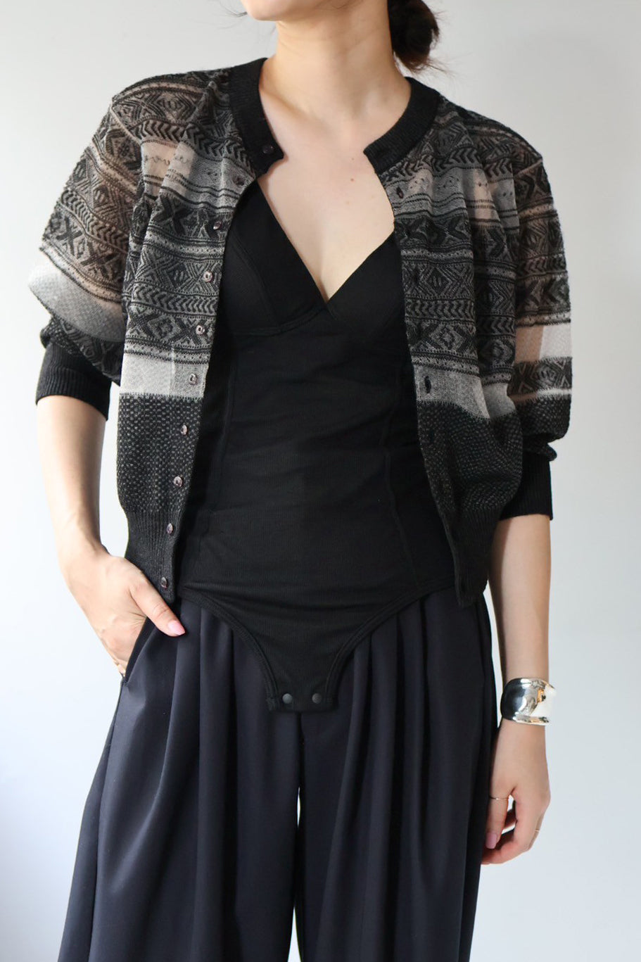 JUN MIKAMI "Fair Isle cardigan" (black)