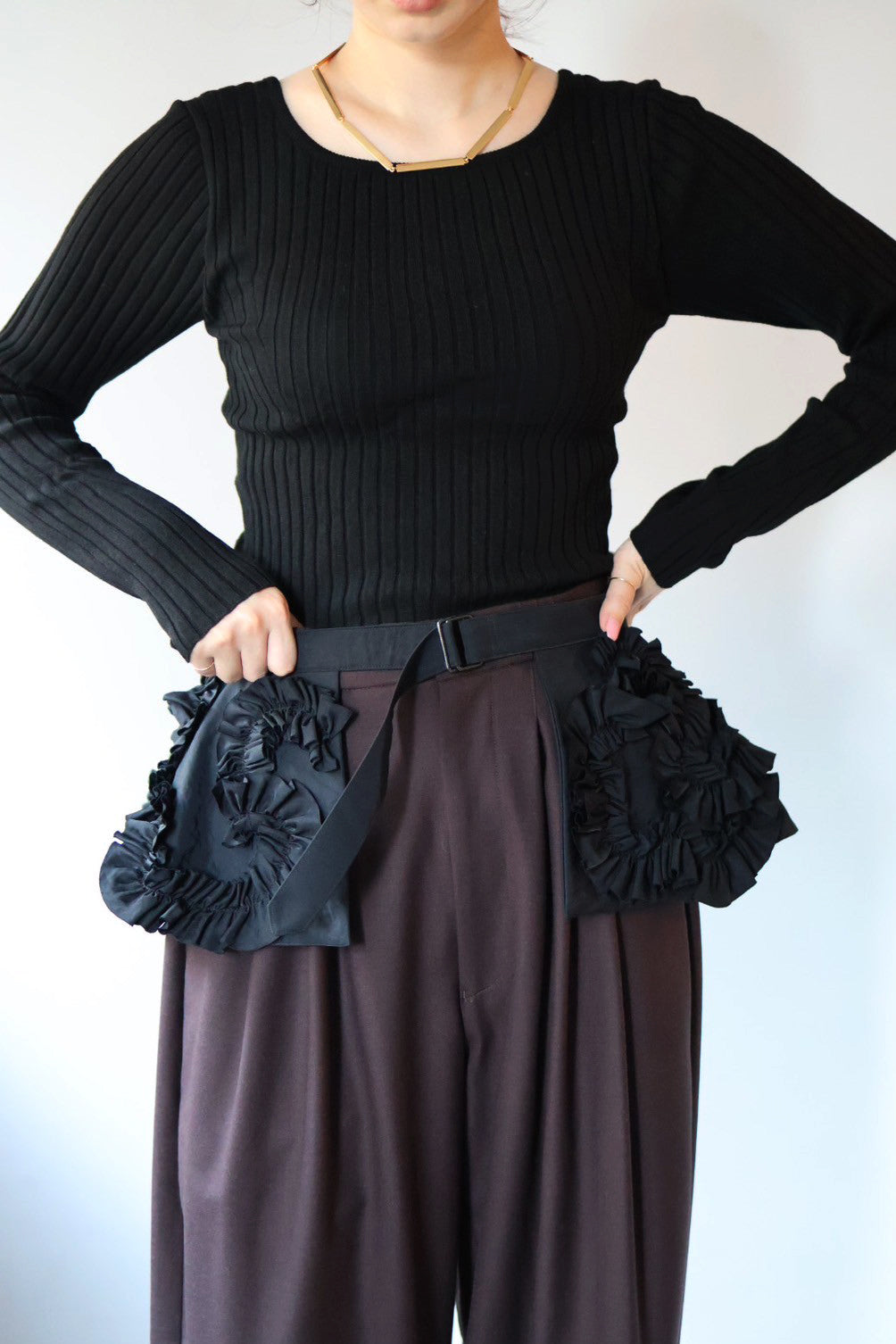 MARGE "taffeta frill detail belt" (black)