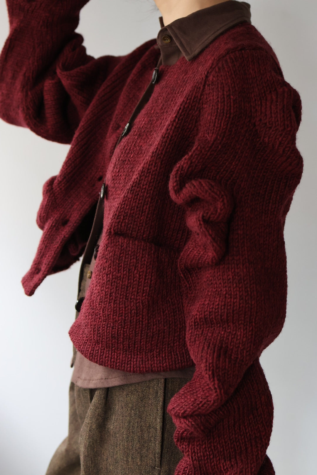 Pillings "Cardigan with unstable sleeves" (burgundy)