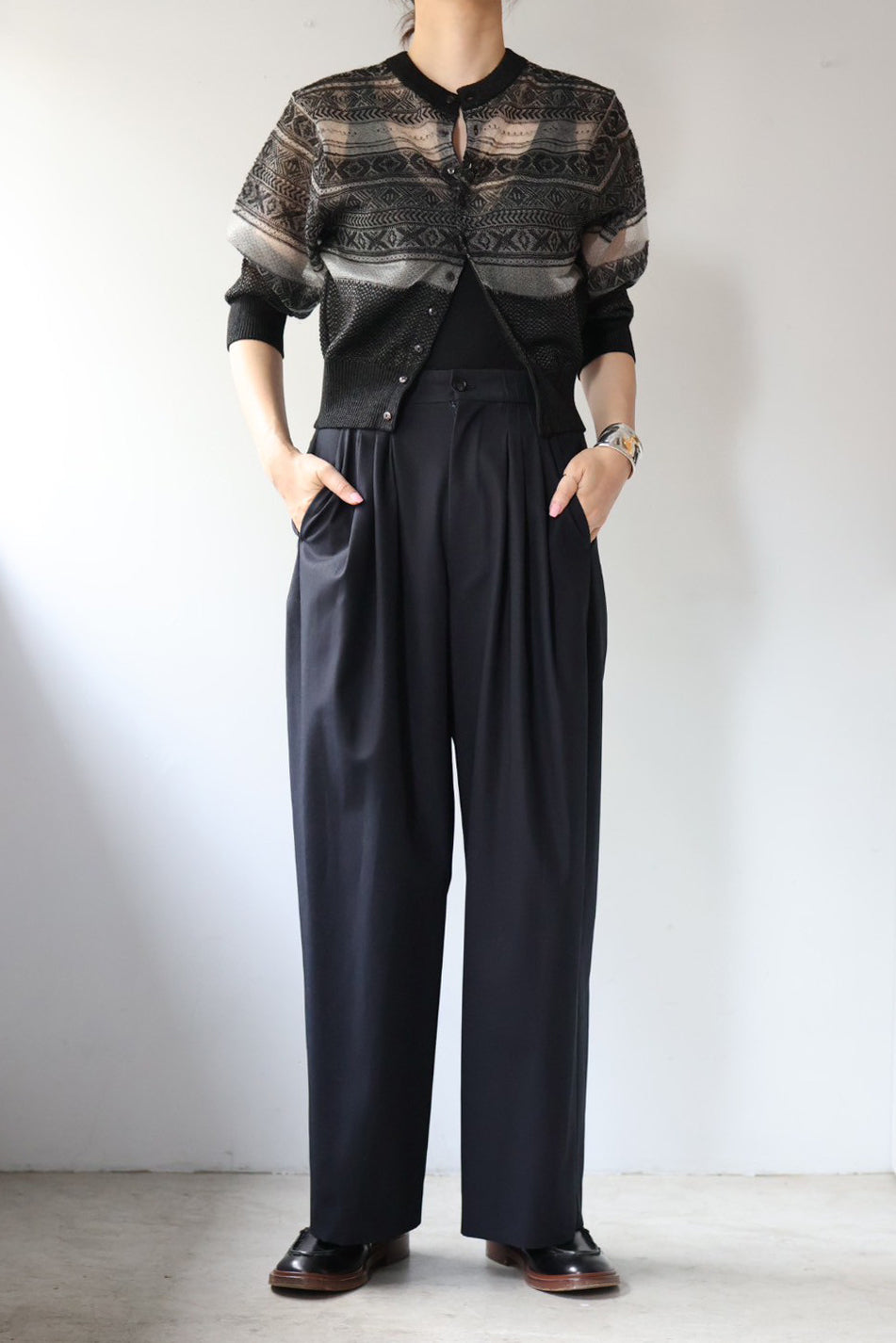 JUN MIKAMI "Fair Isle cardigan" (black)